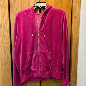 Michael Kors Fuchsia Velour Zip-Up Hoodie